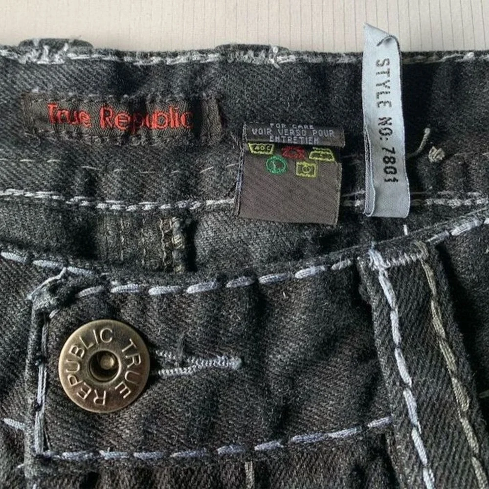 True Religion Men's Straight Jeans Black Size 36 Triple Stitching